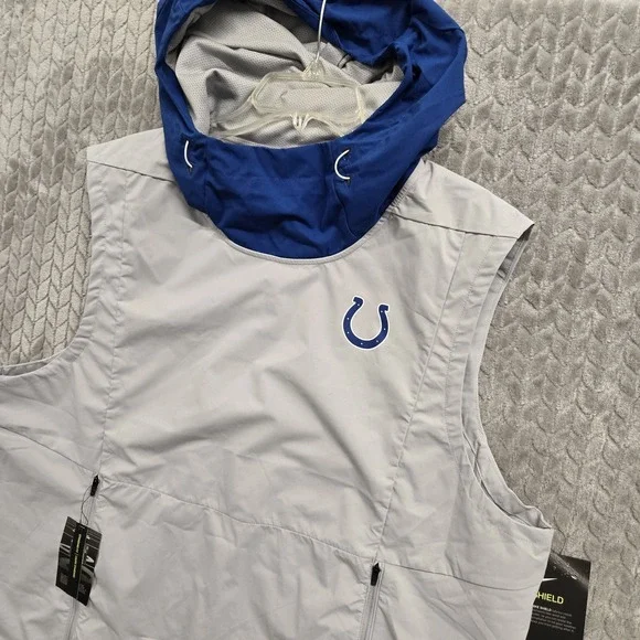 NWT Men's Nike Shield On-Field Indianapolis Colts‎ Hooded Sleeveless Jacket XL