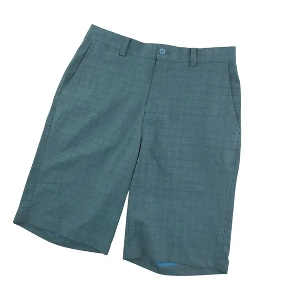 Nike Golf Shorts Mens 30 Blue Check Dri-FIT Golf Performance Chino Casual
