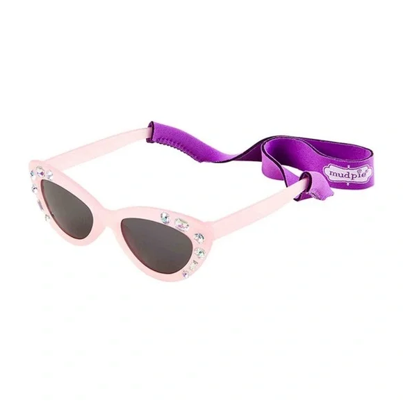 Mud Pie Light Pink Cat Eye Sunglasses with Strap Age 2-5