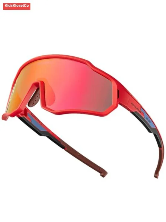 Polarized Kids Sports Cycling Glasses with Straps for Ages 6-14