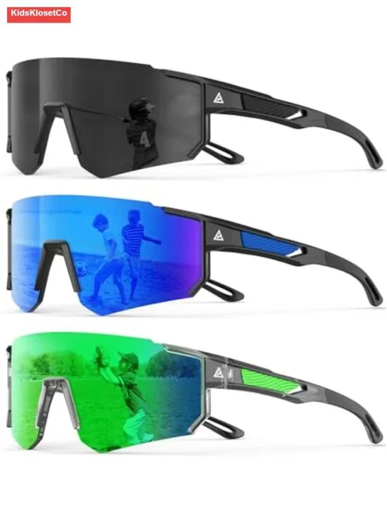 Kids Sport Sunglasses UV400 Protection for Baseball Running Ages 6-14
