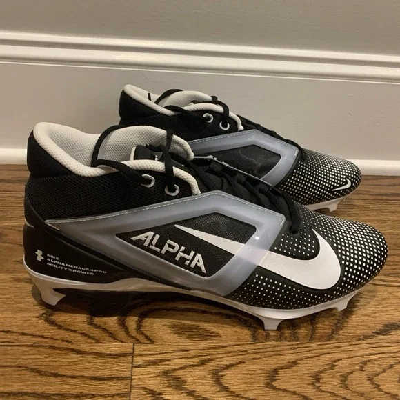 Nike Alpha Menace 4 Pro Football Cleats Black White Men's Size 11 FZ7702-005