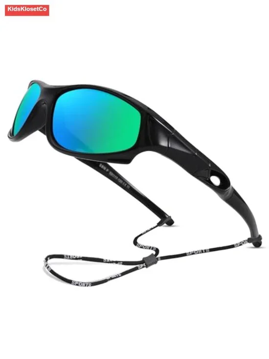 Kids Sports Sunglasses with Polarized TAC Lens and Adjustable Strap for Baseball