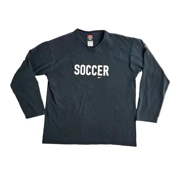 Vintage Nike Soccer‎ Swoosh Long Sleeve Shirt Size XL