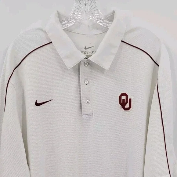 Oklahoma Sooners Nike Dri-Fit - Men's XXL White‎ Golf Active Sports Polo Shirt