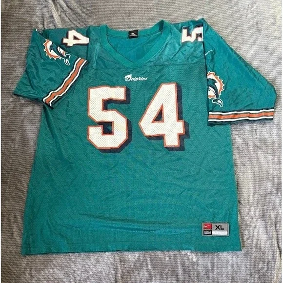 Vintage Nike Miami Dolphins Zach Thomas 54 Jersey Mens XL Aqua NFL Football Mesh