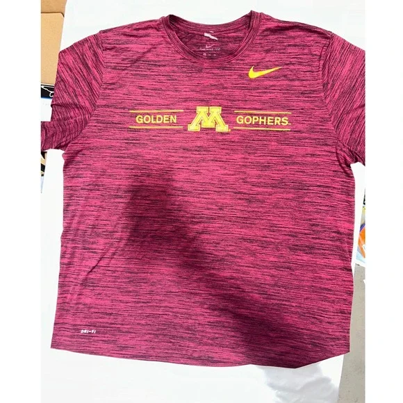 Nike Minnesota Golden Gophers Dri-FIT‎ Maroon Space Dye Shirt Mens XXL NCAA