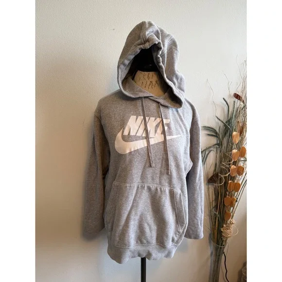 Nike Mens Sportswear Futura Logo Pullover Hoodie Heather Grey Medium‎