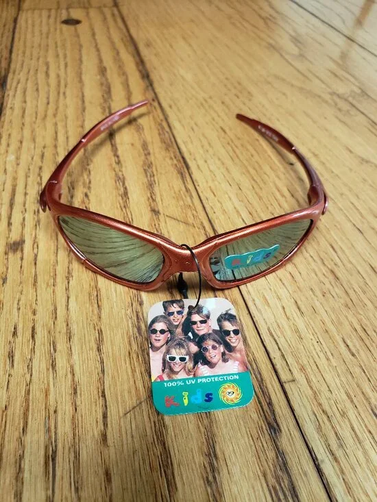 Vintage Kids Sporty Wrap Sunglasses Copper Orange NOS