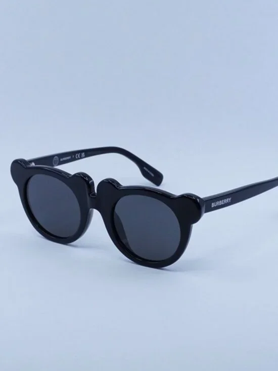 Burberry Kids JB4355 300187 Sunglasses Black Round Frame, Dark Grey Lenses