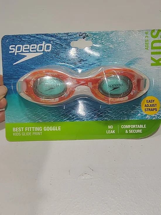 Speedo Kids Glide Print Swim Goggles Amber Wave Bright,Ages 3-6 Best Fit New NWT