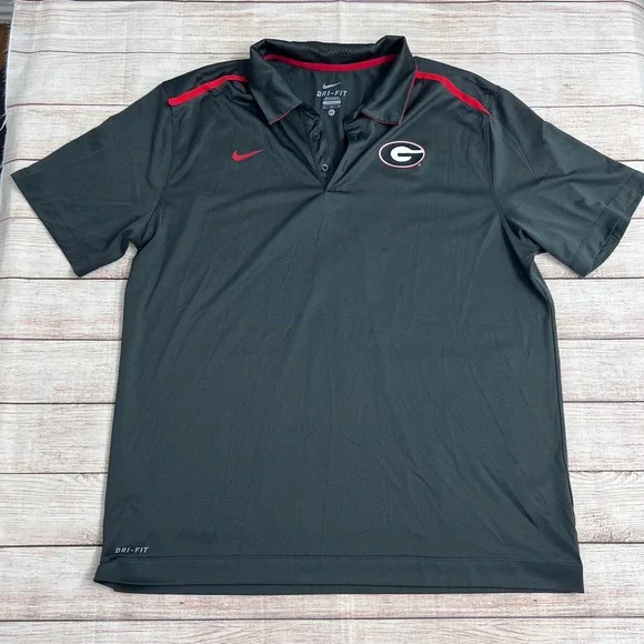 Nike Dri-FIT Georgia Bulldogs‎ Polo Shirt Mens XL Gray Red Football College