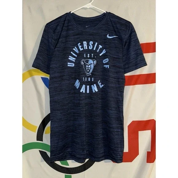 Nike University of‎ Maine Black Bears T Shirt Small Dri Fit Blue
