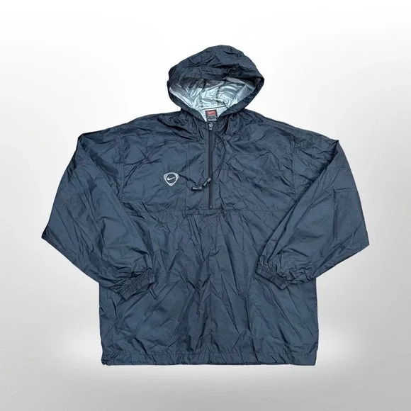 Nike Vintage Team Windbreaker Pullover Jacket Hooded Black XL 90s‎