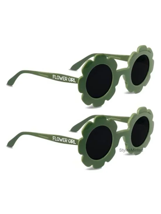 2PCS Flower Girl Gift Sunglasses Daisy Floral Round Shaped for Kids