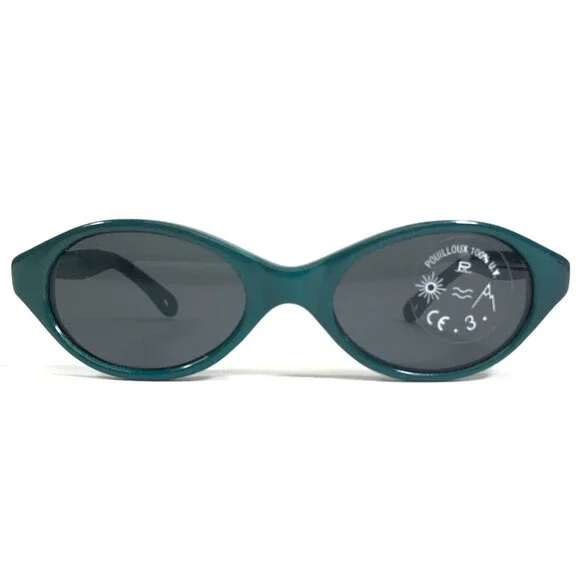 Vuarnet Kids Sunglasses B110 Blue Green Round Frames with Blue Lenses 28-15-105