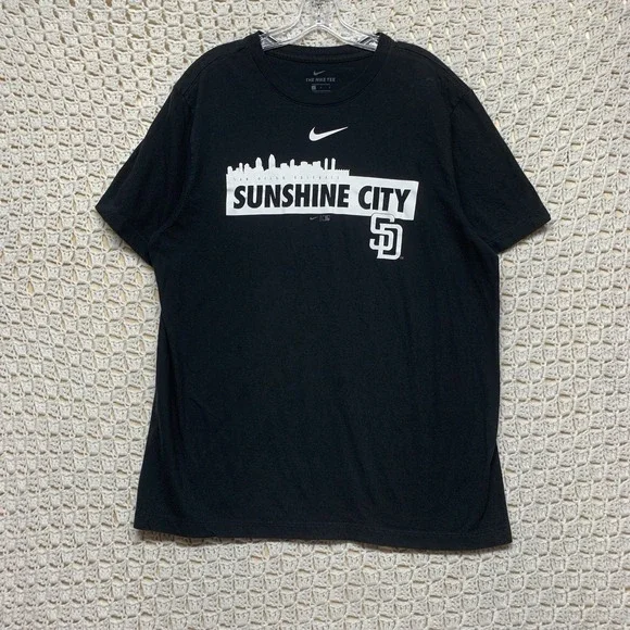 San Diego Padres Nike T-Shirt Men's Sz L Black Local Nickname Skyline  Crew Neck