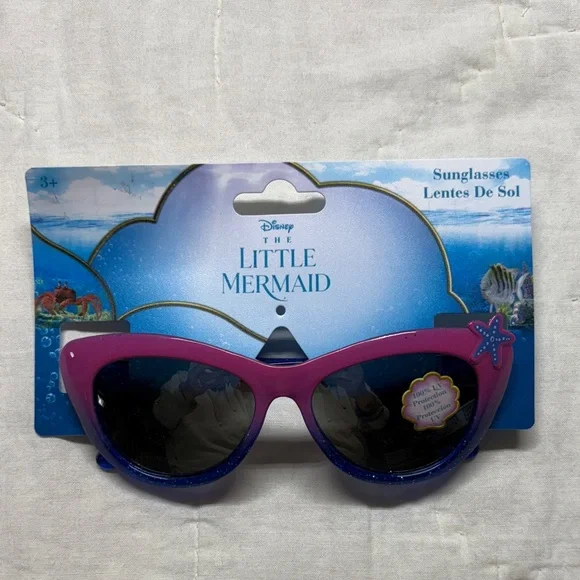 Disney The Little Mermaid Sunglasses Purple Blue Ombre Glitter UV‎ Protection
