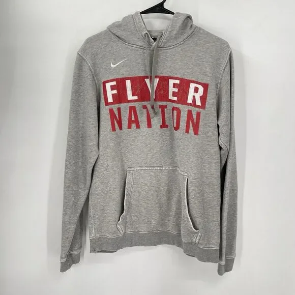 Nike Small Flyer Nation Hoodie Mens Gray University of Dayton‎ Pullover Graphic