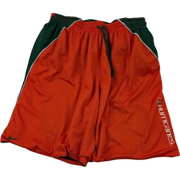 Nike Team Orange Green Reversible Mesh Shorts Miami Hurricanes Men's Size Medium