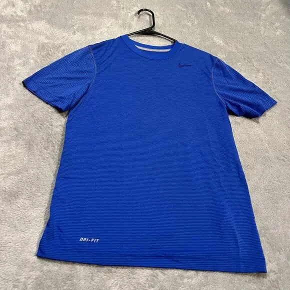 Nike Dri-FIT Shirt Tee Mens Small Blue Running Lightweight Training 586823-494