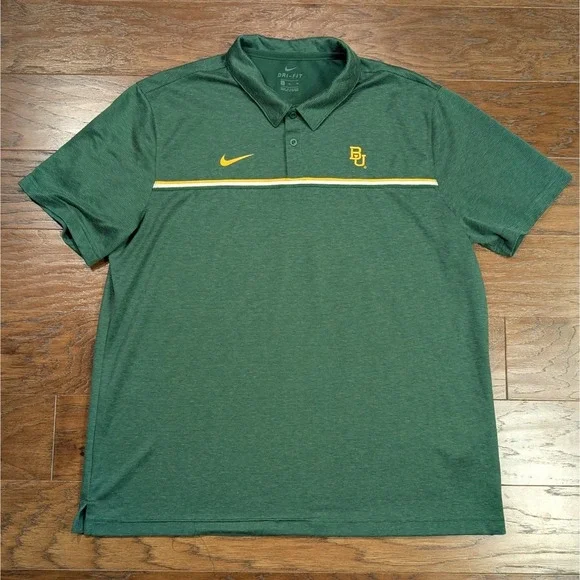 Baylor University Bears Nike Dri-Fit‎ Polo Shirt Mens XL Green On Field