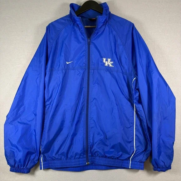 Vintage Kentucky Wildcats Windbreaker Mens L Blue Full Zip Track Jacket‎ NCAA