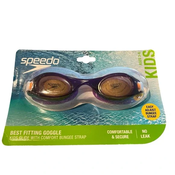 Speedo Kids Glide Purple Comfort Goggles Anti-Fog No Leak UV Protection Ages 3-6