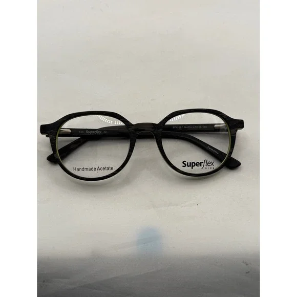 Superflex Kids Eyeglasses‎ Frames Black Woodgrain Handmade Acetate New