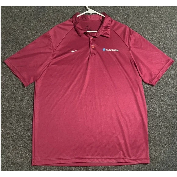 Nike Dri-FIT NCAA Lacrosse Polo Shirt Mens Large Maroon Short Sleeve‎ Athletic