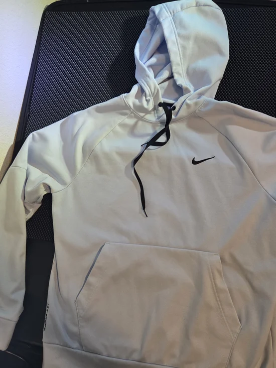 Nike  Sky Blue  Pullover Hoodie with Black Swoosh and Drawstrings