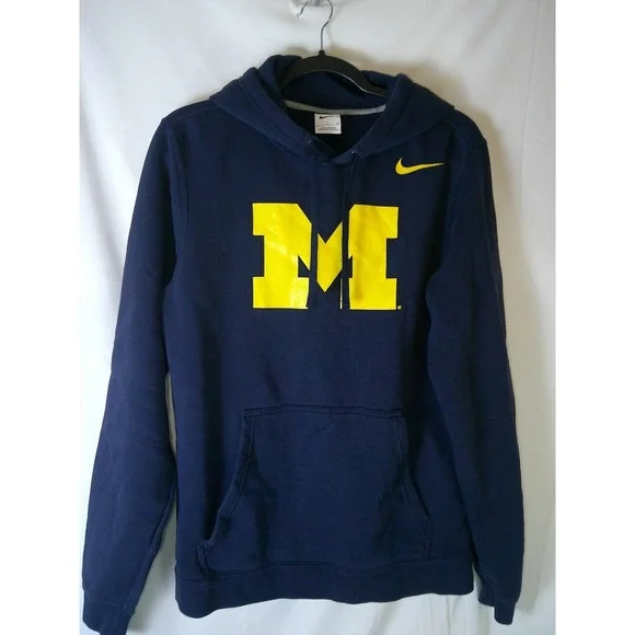 Nike Michigan Wolverines Hoodie Mens Small Navy Blue Yellow Pullover Sweatshirt‎