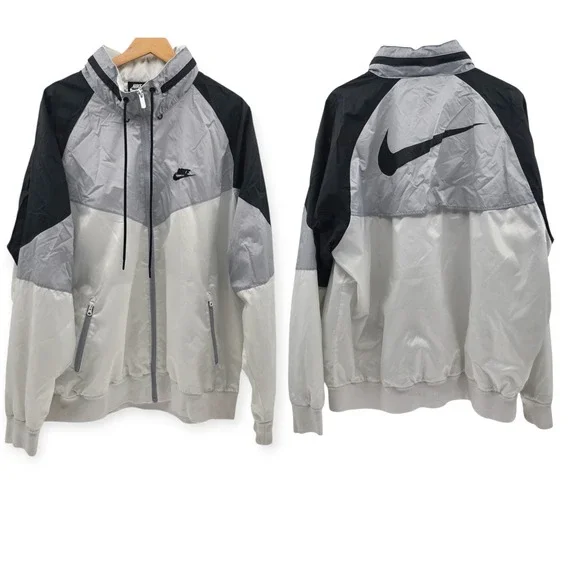 Vintage Nike Men's XL Sportswear Windrunner Hooded Jacket‎ White Colorway Track