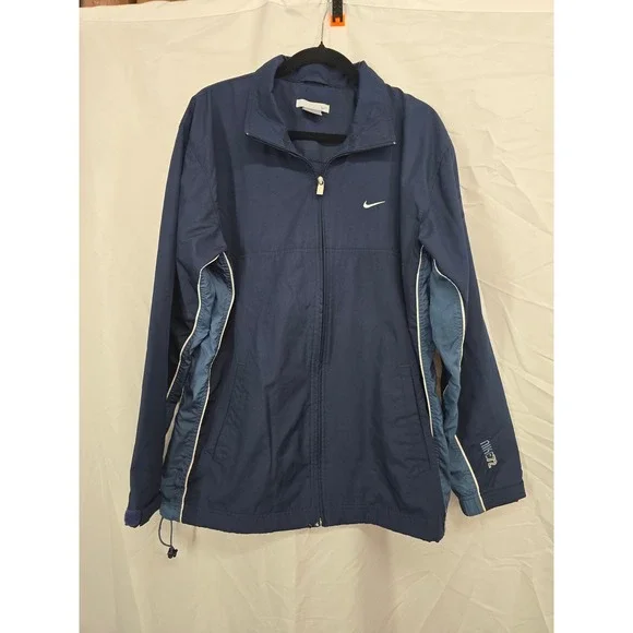 Nike 72 Mens Vintage Windbreaker Full Zip Jacket Navy‎ Blue White Piping Size M