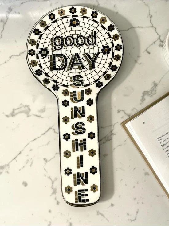 Anthropologie Bistro Tile Spoon Rest Good Day Sunshine Mosaic Kitchen Decor 8.5”