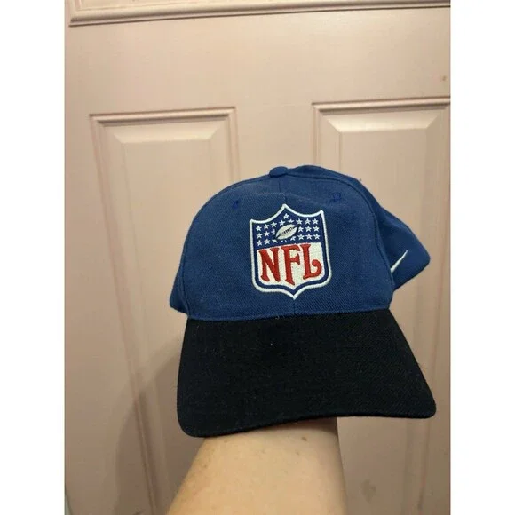 Vintage Nike Team NFL Shield Snapback Hat Blue Black Y2K Football Cap