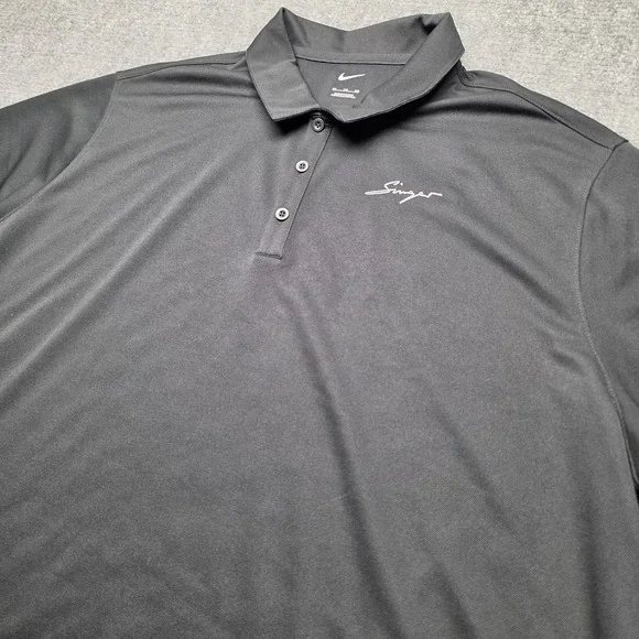 Nike Golf Shirt Mens 3XL NWT Black Dry Fit Polo Short Sleeve Singer Corporate