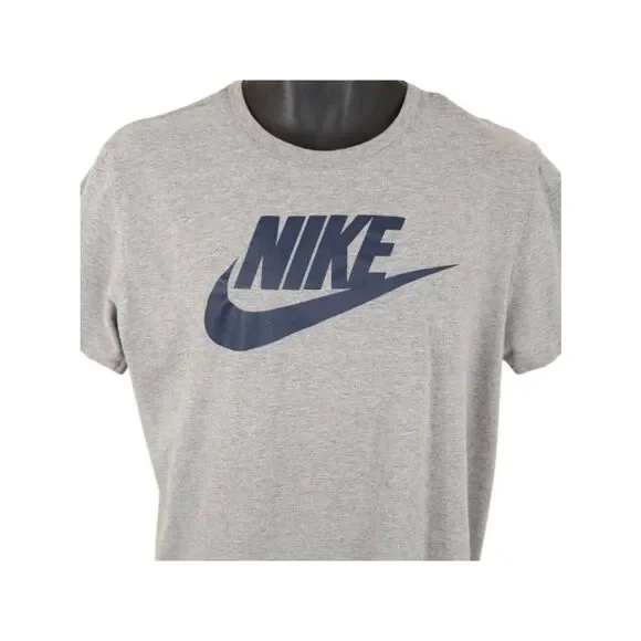 Nike T Shirt Mens Size Large Gray Sportswear Big Swoosh Streetwear