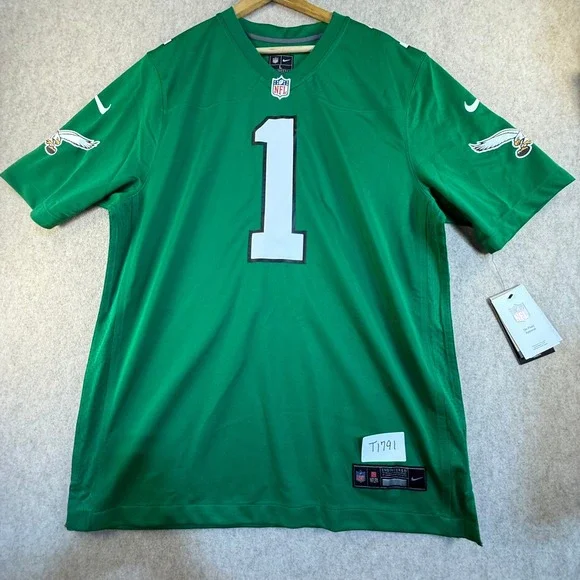 NWT Nike NFL Philadelphia Eagles Jalen Hurts #1 Kelly Green Throwback Jersey  L