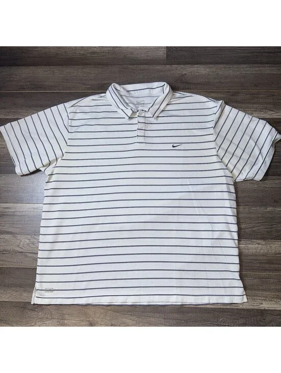 Nike Golf Dri-FIT Polo Shirt Men’s XXL White Navy Striped Performance