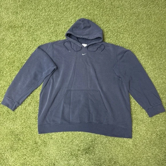 Vintage Nike Center Swoosh Hoodie Sweatshirt Mens Size 2XL XXL 90s Navy Y2K 2000