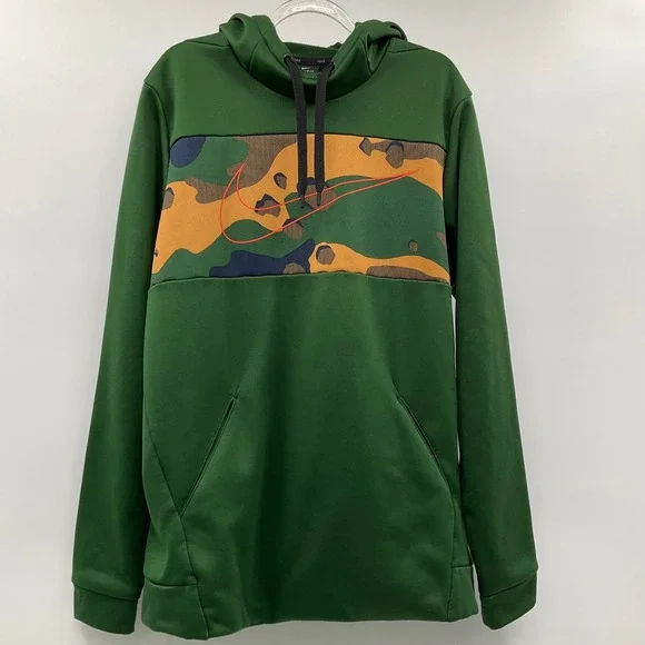 Nike Hoodie Camo Print Green Therma-FIT Pullover Size M Gorpcore Sweatshirt