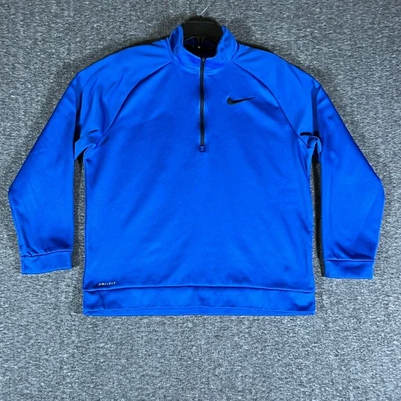 Nike Dri Fit Quarter Zip Pullover Men's Large Blue Long Sleeve‎ Athletic Shirt