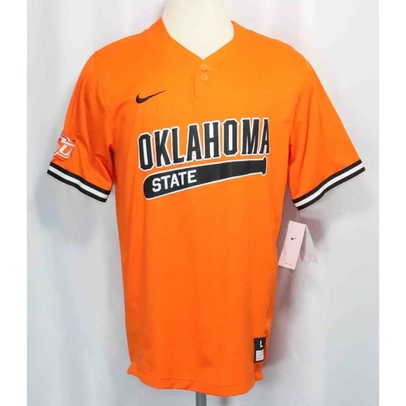 Nike Dri-Fit‎ 2 Button Oklahoma State Cowboys Orange NCAA Baseball Jersey Mens L