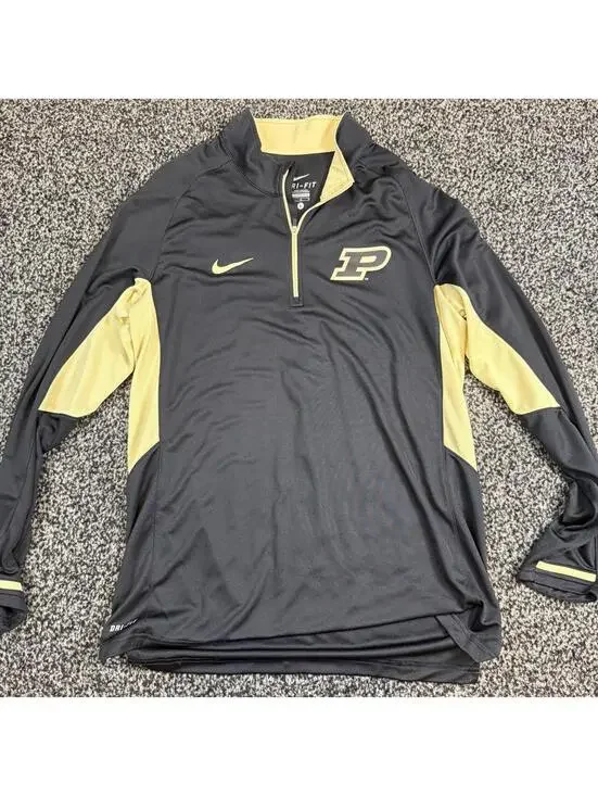 Nike Purdue Boilermakers Dri-Fit Quarter Zip L Yellow Panels