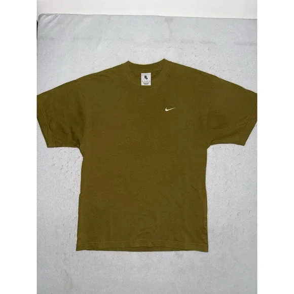 Vintage Nike‎ Gray Tag Yellow Green Essential Shirt Y2K Mini Swoosh Men SZ XS