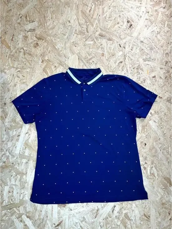 Nike Dri-Fit Golf Polo Shirt Mens Large Blue White Triangle Geometric Print