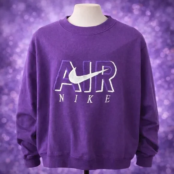 VTG Nike Air USA 1990s Embroidered Purple Sweatshirt XL