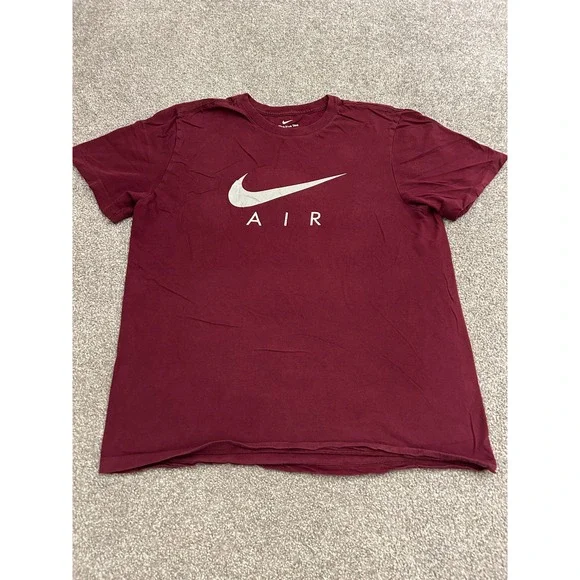 Nike Air T-Shirt Mens Medium Burgundy Excellent Swoosh Logo Short Sleeve Tee