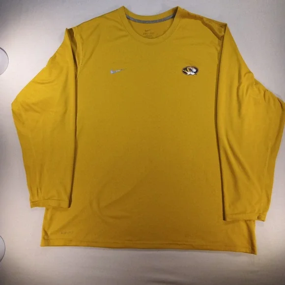 Nike Mizzou Tigers‎ Dri-Fit Long Sleeve Shirt Yellow Men's XL Good